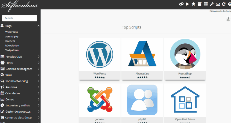 Web Hosting - ¡Inicie y administre más de 400 aplicaciones con un solo clic!